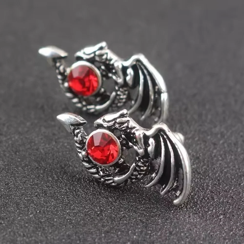 925 Sterling Silver Game Of Thrones Inspired Dragon Earrings with Ruby Spindle